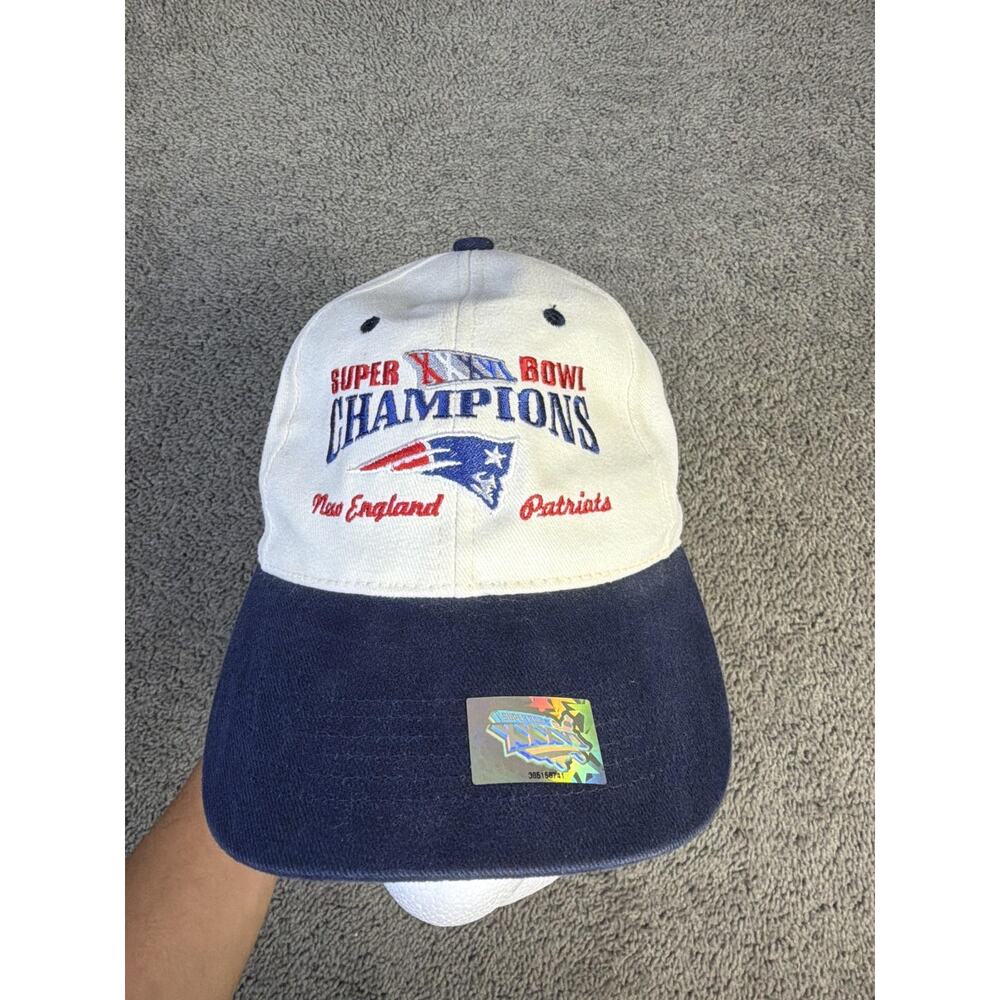 New England Patriots Hat Cap Strap Back Mens One Size White NFL Headmaster